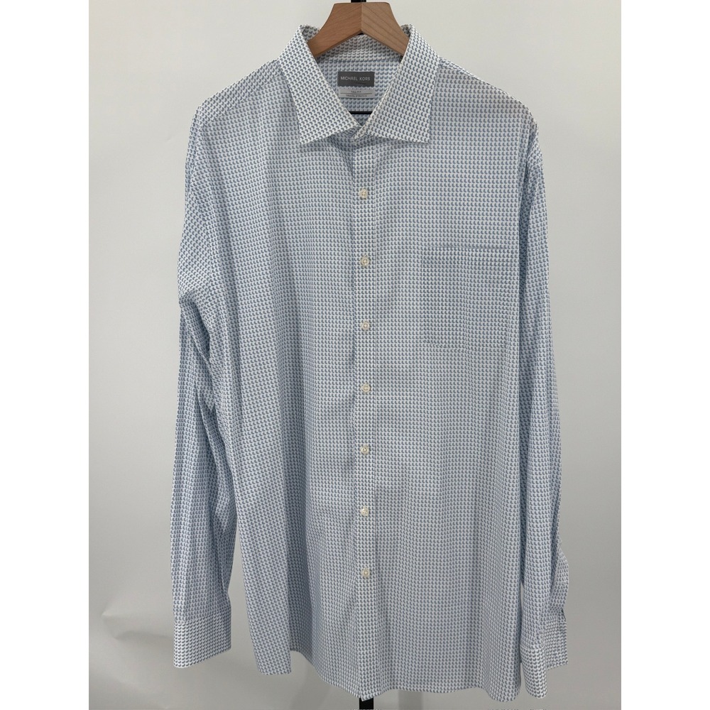 Michael Kors Tall Fit Travel Stretch Dress Shirt Geometric Print Long Sleeve